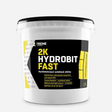 2K Hydrobit Fast - Rychletuhnoucí asfaltová stěrka, vědro 30 kg, černá